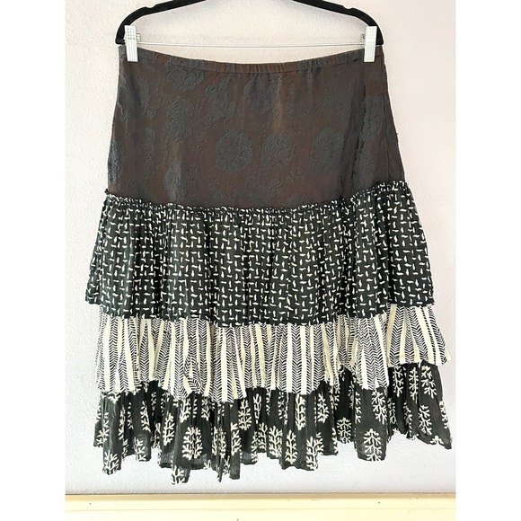 Dresses & Skirts - Y2K Whimsigoth Dark Romantic Boho Tiered Ruffle Skirt